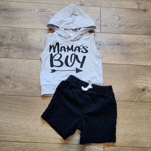 12m Hooded Sleeveless Mama Top And Shorts